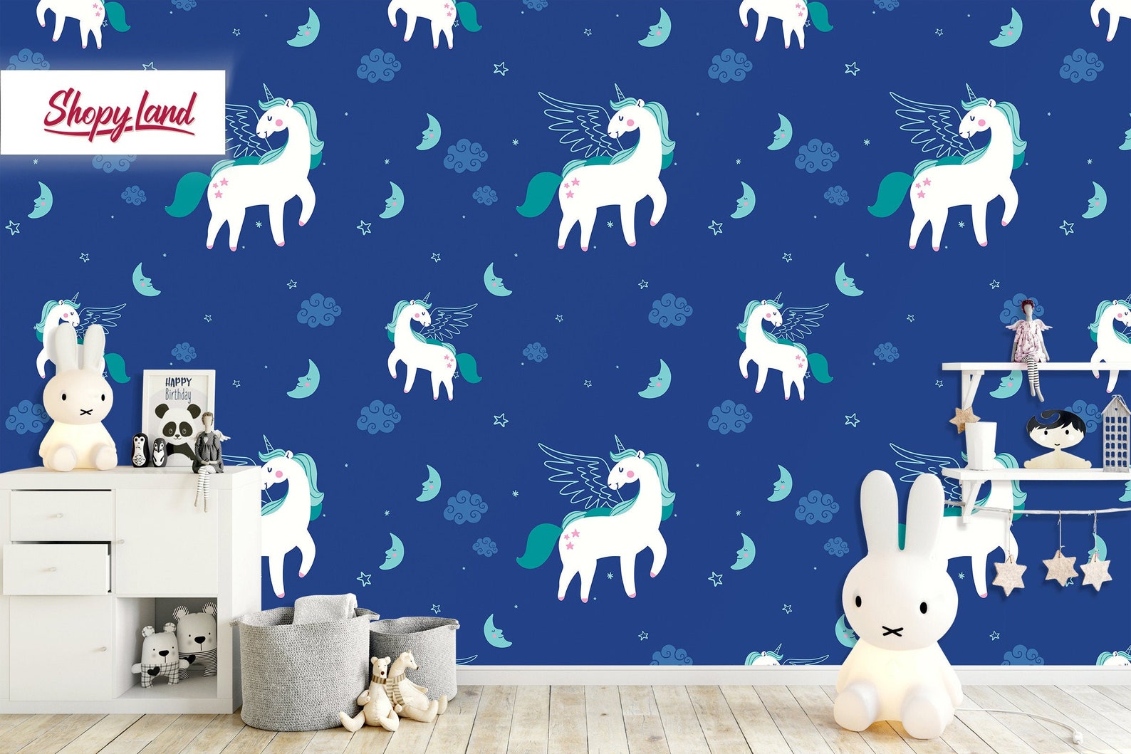 Unicorn Peel and Stick Wallpaper, Kids Wallpaper for Boy, Toddler Wall