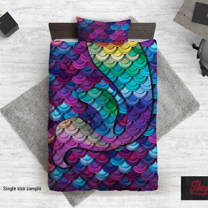Mermaid Scales Bedding, Toddler Duvet Cover, Crib Comforter Set, Baby Sheet Set, Bed Covering by Kids Shopyland, B70