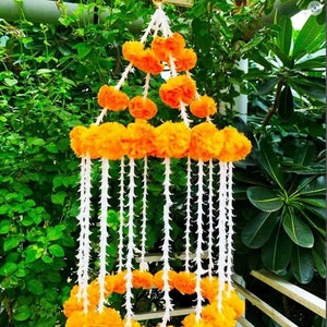 Diwali special artificial marigold jhoomar, Artificial Flower Decor Garlands, Indian Wedding/ Festival artificial marigold Decorations