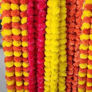 Artificial Marigold Flower Garland: Indian Wedding Diwali Decor - 4.5 ft