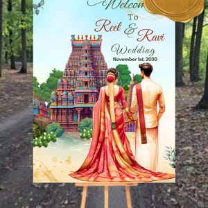 Telgu Wedding Welcome Sign South Indian Wedding Welcome Sign Tamil Wedding Poster Indian wedding Welcome Board Ceremony Desi Template Canva