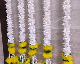 2 Pcs Indian Wedding Garland, Artificial Marigold Flower Decor