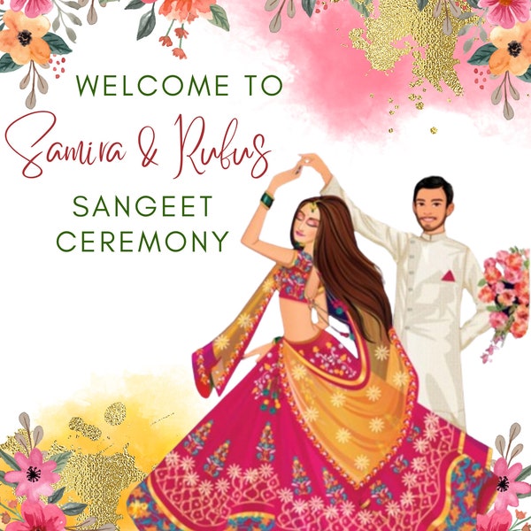 Indische Sangeet-Schilder, Willkommen bei Sangeet Decor, Sangeet-Willkommensschild und Sangeet-Poster, indisches Hochzeitsschild als indisches Hochzeits-Willkommensschild