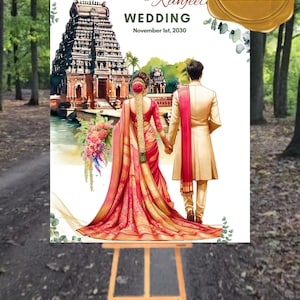 Tamil Wedding Welcome Sign South Indian Wedding Welcome Sign Indian Wedding Deco Poster Welcome Board Ceremony Desi Template Canva