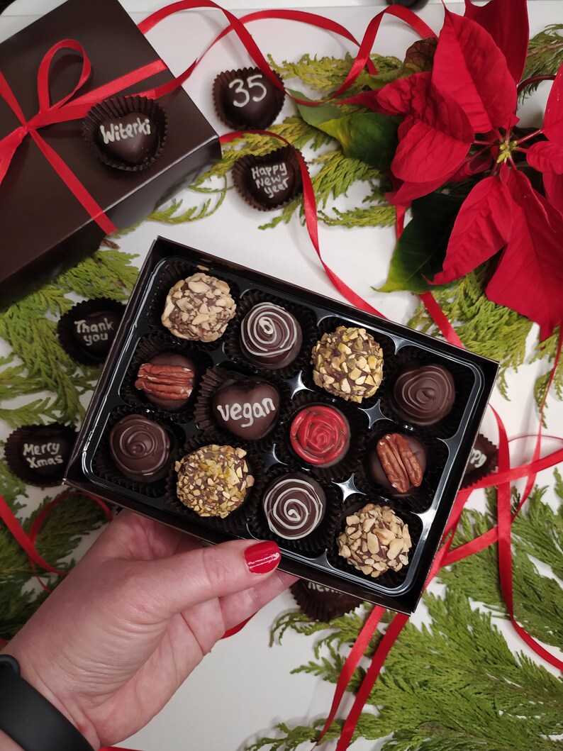 Vegan chocolate truffles. Personalised Box of 12/16/25 mix image 2