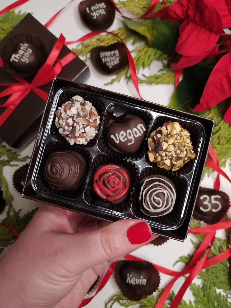 Vegan chocolate truffles. Personalised Box of 12/16/25 mix image 5