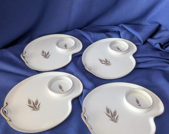 Vintage Hand Painted Snack/Hostess set of 4