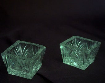 UNIQUE Vintage Lot of 3 Salt Cellars Dips Open Brilliant Clear-Cut Glass