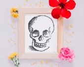 Skull Cross Stitch Pattern PDF Modern Needlepoint Instant Download