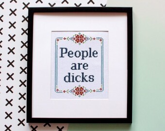 Rude Cross Stitch Pattern PDF, Modern Needlepoint, DIY Sarcastic Wall Art, Mature