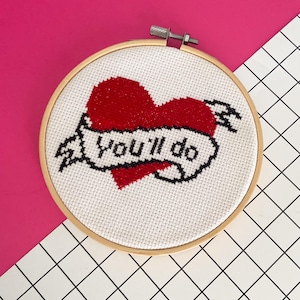 Sarcastic Cross Stitch Kit: &quot;You&#39;ll Do&quot; Funny Beginner Project