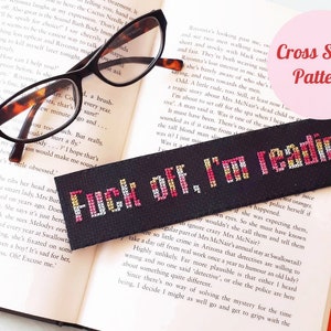 Offensive Cross Stitch Bookmark Pattern PDF, DIY Bookworm Gifts, Digital Download, Mature image 1