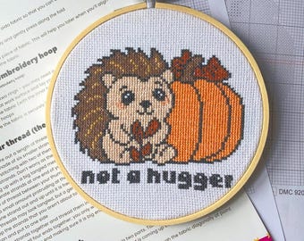 Funny Hedgehog Cross Stitch PDF Pattern- Introvert Gift Idea