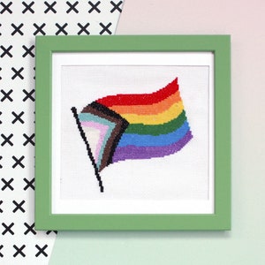 Progress Pride Flag Cross Stitch Kit For Adults, Intersectional Flag