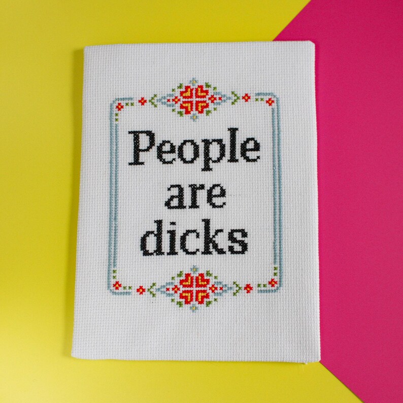 Rude Cross Stitch Pattern PDF, Modern Needlepoint, DIY Sarcastic Wall Art, Mature image 1