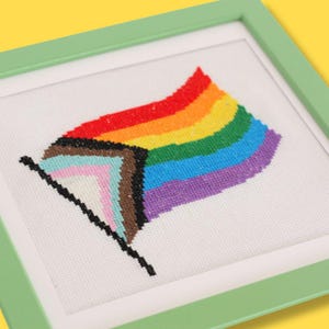 Progress Pride Flag Cross Stitch Pattern PDF, Digital Download