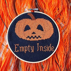 Halloween Cross Stitch Kit For Beginners, Cross Stitch Pumpkin, Craft Kit For Adults