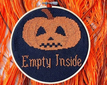 Halloween Cross Stitch Kit For Beginners, Cross Stitch Pumpkin, Craft Kit For Adults