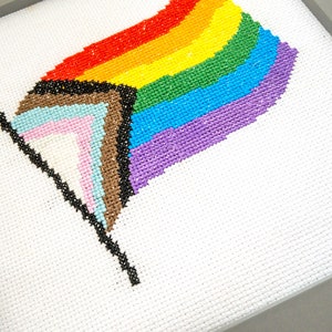 Progress Pride Flag Cross Stitch Kit For Adults, Intersectional Flag image 3