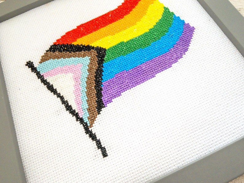 Progress Pride Flag Cross Stitch Kit For Adults, Intersectional Flag image 3