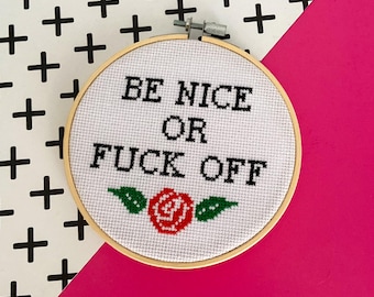 Sweary Cross Stitch Kit, Beginner Craft Kit, Mature.