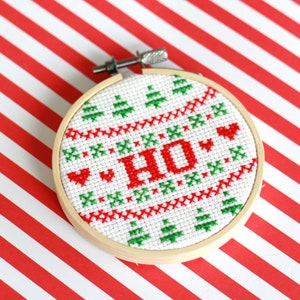 Christmas Cross Stitch Kit, DIY Christmas Ornament Kit, Funny Secret Santa Gift For Women.