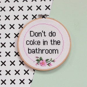 NSFW Cross Stitch Pattern Funny Bathroom Art Don't Do Coke Mature