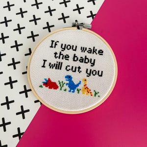 Baby Cross Stitch Pattern PDF, Dinosaur Nursery Decor, Digital Download