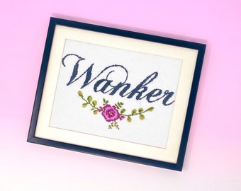 Wanker Cross Stitch Kit Funny Rude Gifts