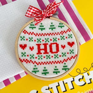 Funny Christmas Ornament Cross Stitch Kit: Beginner DIY Project