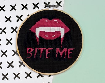 Bite Me Cross Stitch Kit-DIY Craft Kit For Adults - Goth Decor