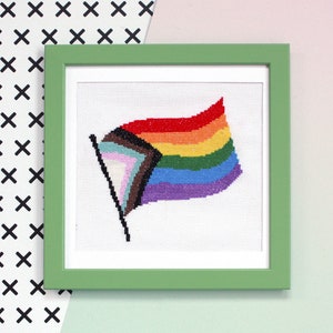 Progress Pride Flag Cross Stitch Pattern PDF, All Profits To Charity, Digital Download Needlepoint Pattern