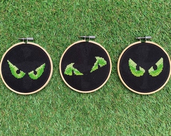 Halloween Cross Stitch Pattern- Set Of Three- Scary Monster Eyes