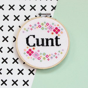 Cunt Cross Stitch Kit for Beginners, Funny White Elephant Gifts For Her, Mature