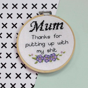 Mom Cross Stitch Pattern, Funny Birthday Gift For Mom  Mature