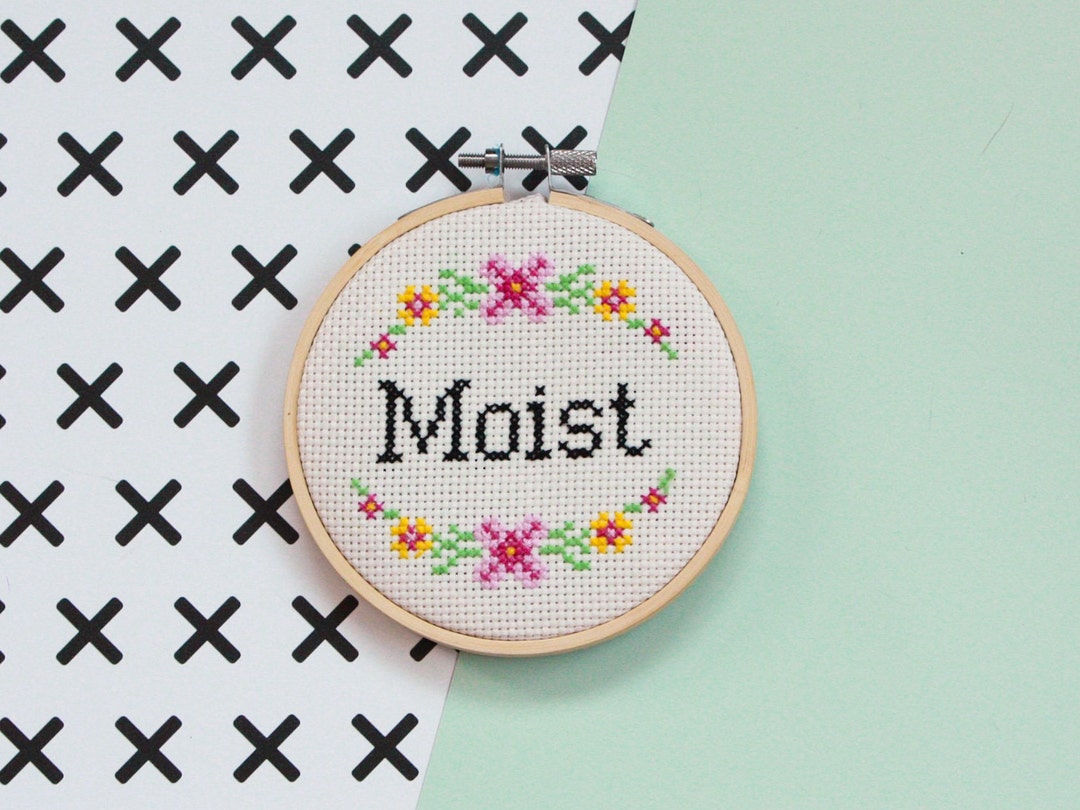 Moist Cross Stitch Pattern, Funny Needlepoint, Easy Cross Stitch Printable  Pattern 