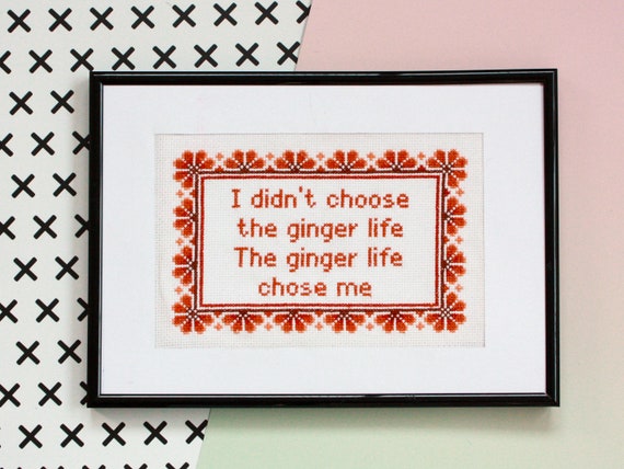 Funny Ginger Cross Stitch Kit: Modern Needlepoint Craft for Adults