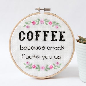 Sweary Cross Stitch Kit For Beginners, Funny Coffee Sign image 3