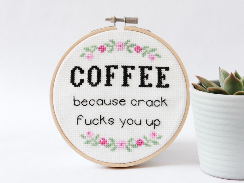 Sweary Cross Stitch Kit For Beginners, Funny Coffee Sign image 3