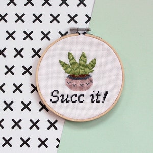 Succulent Cross Stitch Kit For Adults, Plant Lady Gift for Her, Cactus Wall Art.