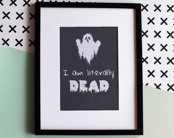 Ghost Cross Stitch Pattern PDF, Digital Download, Halloween Needlepoint