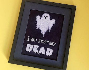 Spökkorsstygnsmönster PDF, digital nedladdning, Halloween-nålstygn