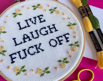 Funny Sassy Cross Stitch Pattern: Live Laugh F Off (PDF Pattern)