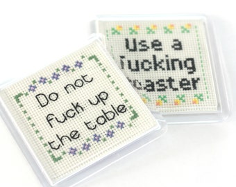Snarky Cross Stitch Coaster Kit: DIY Craft Kit For Adults