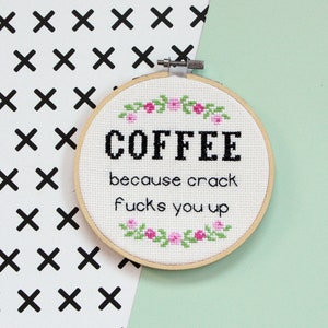 Coffee Cross Stitch Kit For Beginners, Funny Secret Santa