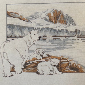 Counted Cross Stitch Kit Featuring Polar Bears