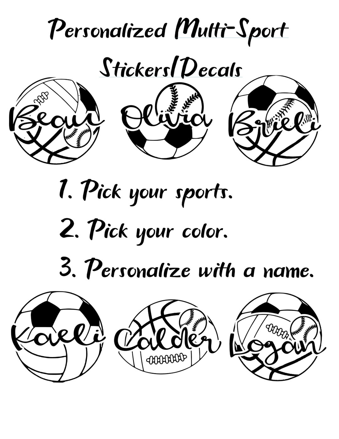 Sports Sticker, Sports Decal, Car Decal, Multi Sport Decal Etsy