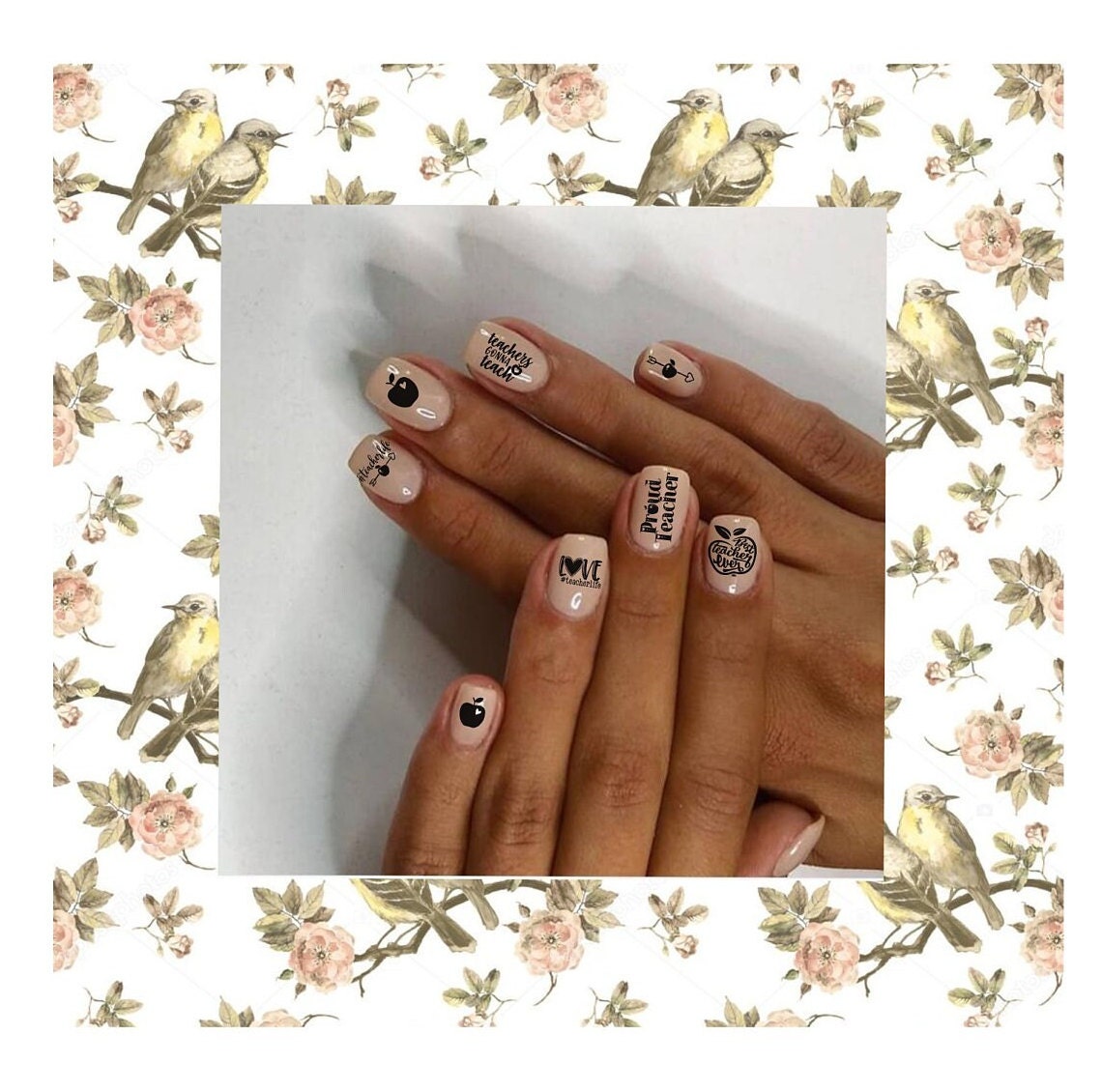 Teacher Nail Tattoo - Etsy Teacher Nail Tattoo - Etsy