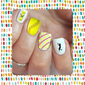 Softball Nail Tattoo, Nail Wrap, Nail Decal