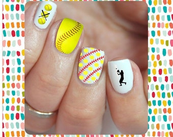 Softball Nail Tattoo, Nail Wrap, Nail Decal